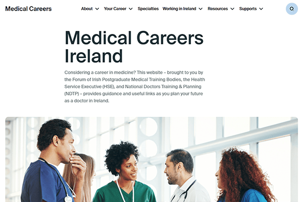 healthcare website project front page
