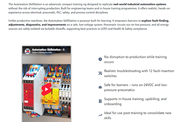 product page training website Engage Content project
